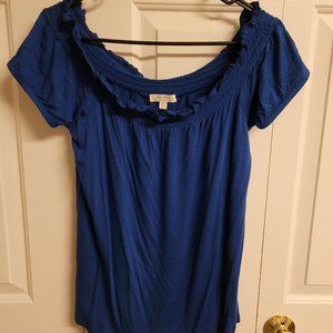 Women's  Ultra Flirt Top stretch knit, short sleeve, elastic neck, royal blue